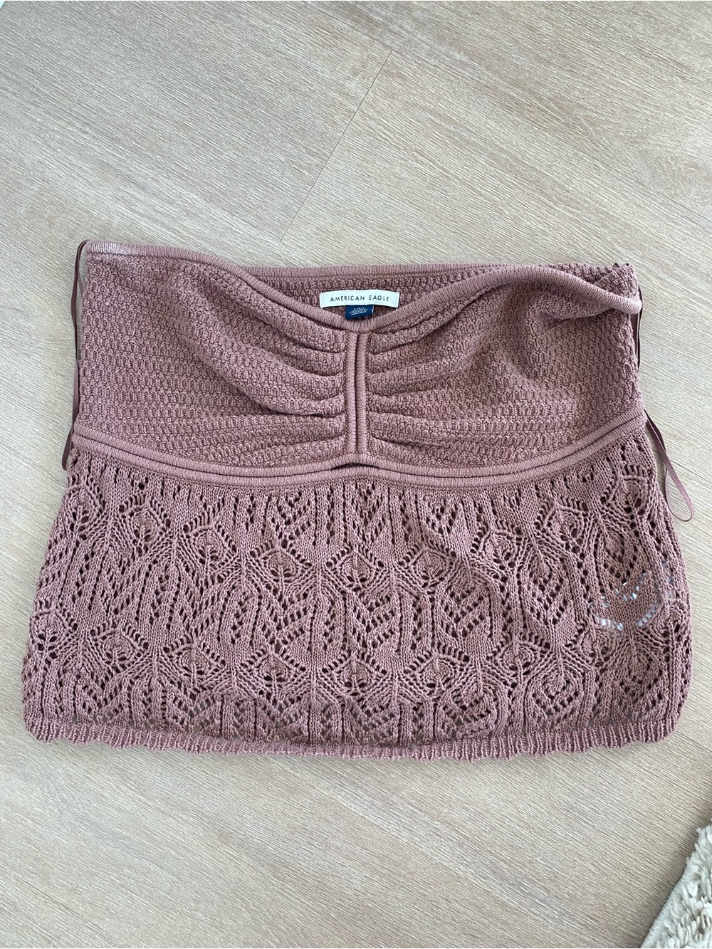 American Eagle Dusty Rose Crochet Strapless Tube Top
